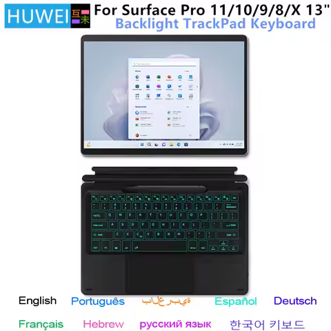 Bluetooth Keyboard For Microsoft Surface Pro 11 2024 10 9 8 X Wireless TouchPad Backlit keyboard for
