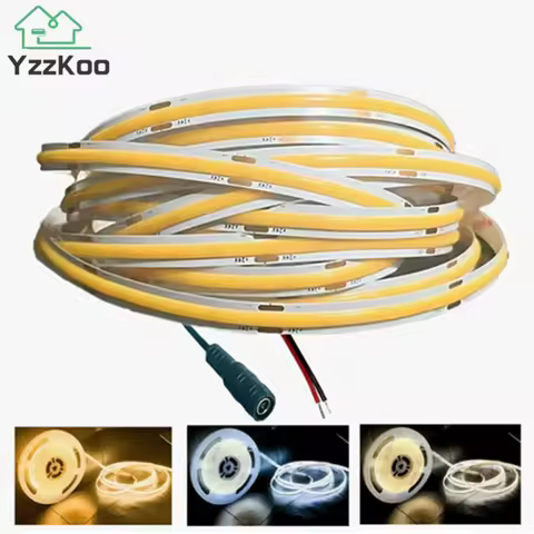 COB LED Strip Lights DC12V 24V 320LEDs/M High Density Flexible LED Tape DC Plug/ 2pin Wire RA90 Kitc