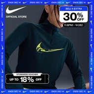 Nike Dri-FIT Jaket Wanita Swoosh 1/4-Zip Running Mid - Armory Navy [FV6388-478]