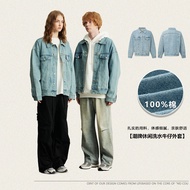 Denim Jackets Tongchao brand casual loose short light blue basic couple washed denim jacket for men jiahuiqi