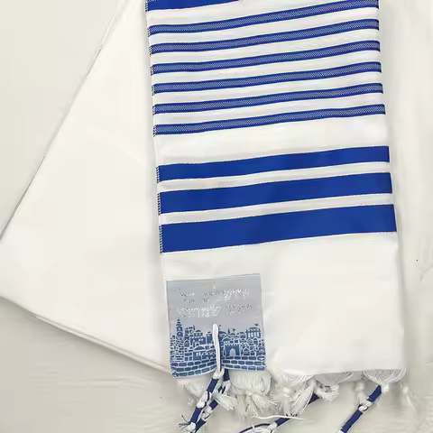 Tallit Prayer Shawl Tallit Gadol Tzitzit for Prayer Wash & Iron Gift Bar Mitzvah 180 x 130 cm (70 x 