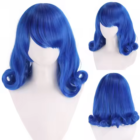 Cosplay Anime Wig Fairy Tail Jubiya Jubian Deep Blue Anti Curling Short Hair-Synthetic Fiber Wig