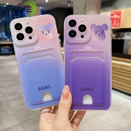 For Vivo Y22 Y22S 2022 4G Y17 Y15 Y12 Y11 Y12i Y3 Y16 Y01 Y02 Y02T Y02A Y35 Y15A Y15S Y02S X80 Pro Phone Case With Wallet Holder Card Back Cover Soft Kaws Bear Couple Mobile Cases