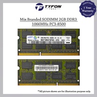 Mix Branded SODIMM 2GB DDR3 1066MHz PC3-8500 Laptop RAM (Refurbished)