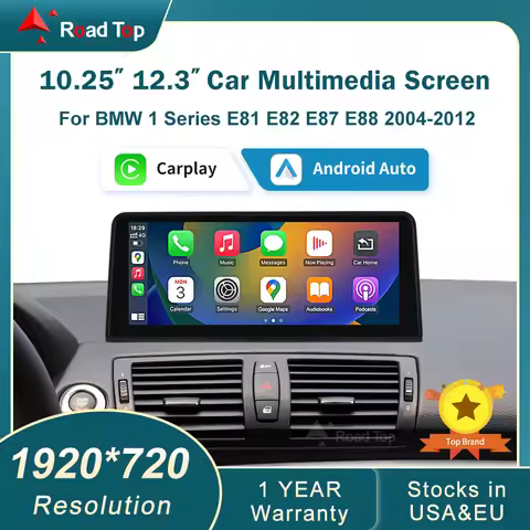 RoadTop 10.25'' 12.3'' Wireless CarPlay Android Auto For BMW Series 1 E81 E82 E87 E88 CCC CIC System