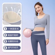 Yoga Clothes Suit Fitness Clothes Yoga Clothes Long-Sleeved Yoga Tops with Chest Pads Fitness Clothe