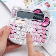 PERRY1 Calculator Cute Computer Hello KT for Girls Crystal Pink Diamond Calculator