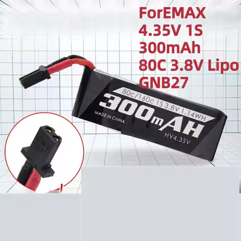 For EMAX Travel Machine Battery HV4.35V 1S 300mAh 80C 3.8V Lipo GNB27 Plug
