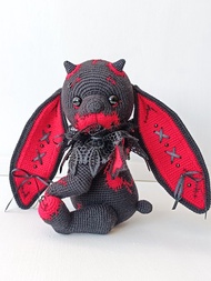 达米恩哥特兔子在黑色红色钩针图案pdf在英语令人毛骨悚然的娃娃