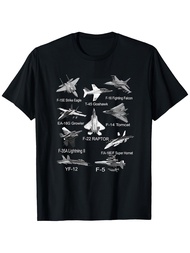 Men'S Military Aviation Graphic T-Shirt - F22 Raptor & F14 Tomcat Fighter Jet Design