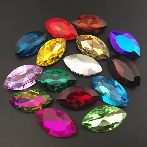 Navette Rhinestone 3x6,5x10,6x12,7x15,9x18,13x27,17x32mm Marquise Pointback Glass Crystal Stones for