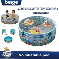 Beige Kids Foldable Swimming Pool Family Pool Kolam Renang Indoor Outdoor Kids Kolam Lipat Mandi Non