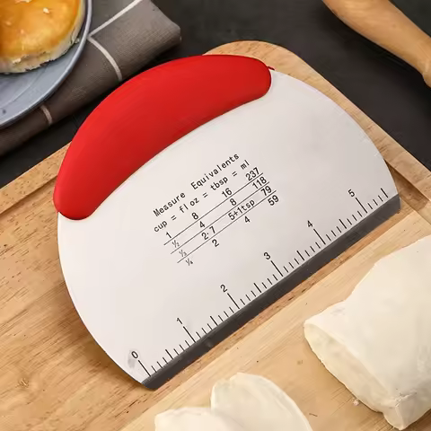 Dough Scraper Bread Pizza Dough Cutter Pastry Scraper Stainless Steel Bench Scraper Dough Knife Chop