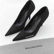 Balenciaga 巴黎世家 Knife 黑色 回收再生針織面料 尖頭細跟高跟鞋 EU38