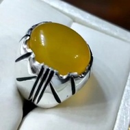 Yemeni Aqeeq Rings Natural Zard Aqeeq Ring Carnelian Yellow Agate Silver 925 men