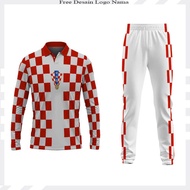 Croatia Football Suit Croatia World Cup Tunic Trousers Set Fullprint Jersey