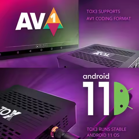 TOX3 Smart TV Box Android 11 4GB 32GB with Amlogic S905X4 2T2R Wifi 1000M Internet BT4.1 Support AV1