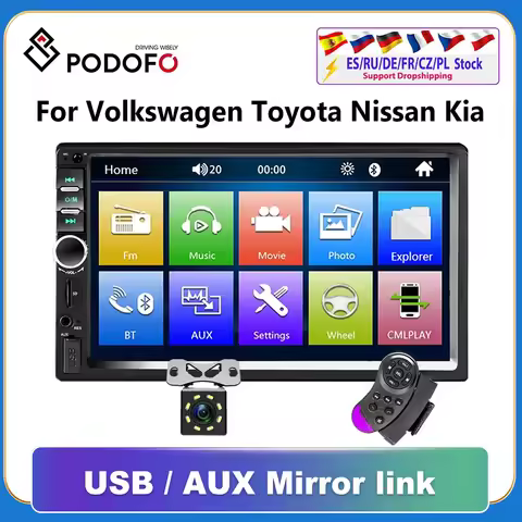 Podofo 2din car radio 2 din Car Multimedia Player 2DIN Autoradio Android Mirrorlink 2din Car Stereo 
