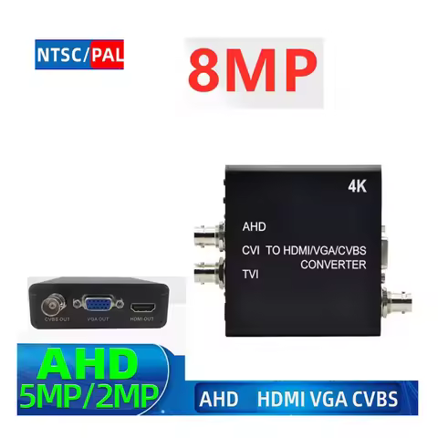 HD AHD/TVI/CVI/CVBS to HDMI/VGA/CVBS Monitoring Video Converter 4K 2.0MP Video Convertion Sender