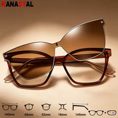 Blue Light Blocking CR39 Optical Lenses Magnetic Polarized Clip On Eyeglasses Frames Reading Glasses
