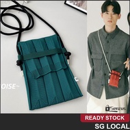 [SG] Korean Macaron Pleated Shoulder Bag Crossbody Bag  Mini Mobile Phone Bag For Men And Women
