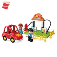 Qman Enjoy Enjoy Bricks Series Convenient Gas Station Duplo Size Building Large Duplo Block