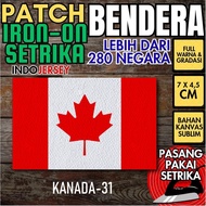 Indojersey Patch Flag KANADA CANADA Iron-On Canvas Sublimation Square Box 7 x 4.5 cm Shirt Jersey Ja