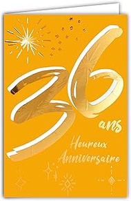 Afie 69-2436 36th Birthday Card Glossy Gold Textured for Men Colour Text Interior with Envelopes Mad
