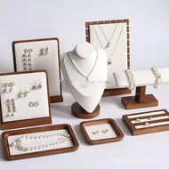 Solid Wood Jewelry Display Tray Ring Earring Necklace Display Tray Walnut Wood Jewelry Display Stand