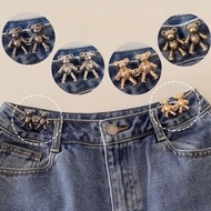 1 Pair Magic Button Bear Brooch - Adjustable Metallic to Reduce Waist Without Sewing Pin Waist Clip 