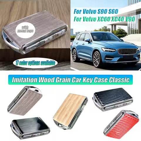 Imitation Wood Grain Classic Car Key Case for Volvo S60 S90 XC40 XC60 XC90 V60 V90, Fashion Key Cove