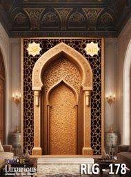 Stiker Dekorasi Mihrab Dinding Mushola Rumah Mihrob Kantor Custom Mural kaligrafi Masjid Islami