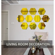 Hexagonal Frame Three-Dimensional Mirror Wall Stickers Restaurant Aisle Corridor Delivery Personalized Decorative Mirror Living