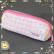 GESH1 Pencil Bag, Cute Cartoon Large Capacity Pencil Cases, Gifts Pink Plaid Storage Bag Student