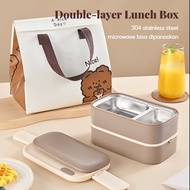 2 Tier Lunch Box With Bag Bento Box Thermos Lunch Box Stainless Steel Bekas Makanan Bekal Makanan Ta