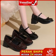 Venalisa Women's high heels Loafers Mary Jane Tumit Tebal Fesyen 2 inches Student Office Work Raya