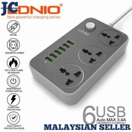 Power Socket (3.4A) LDNIO 3AC + 6 USB Fast Charger Extension (Malaysia Socket)