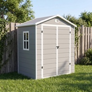 
 6x4.4 FT Resin Outdoor Storage Shed With Floor Lockable Door Window Weatherproof Garden Tool House