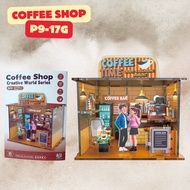 DIY TOY ACRYLIC BUILDING BLACK 3D PUZZLE ACRILYC COFFEE SHOP + LAMP P9-17G