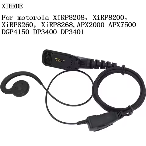 Earpiece With Mic for Motorola Radio XIR P8268 Black Ear Loop Headset DP4400 P8200 APX4000 APX2000 A