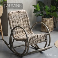 W6 Lonely Style Household Rattan Chair Balcony Children Rocking Chair Natural Rattan Single Recliner