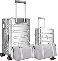 All Aluminum Magnesium 22 inch Carry On Luggage with Spinner Wheels and TSA Lock, Hard Case Luggage