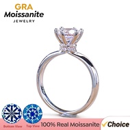 1 Carat Halo Six Prong Ring 925 Silver | 1Ct Moissanite Engagement Ring Adjustable Promise Band