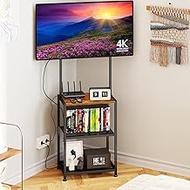 14 Inch to 42 Inch Small Corner TV Stand for Bedroom with 3 Tiers Storage Shelves, Floor Universal T