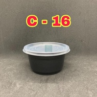 TAPAU - 16oz Round Disposable Plastic Food Container BLACK ( 50pcs± ) EC C-16 / EC C16 (450ml)