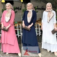 Suit Bella Italian Crepe Set Wanita – Baju Fesyen Muslimah Terkini, Tak Perlu Gosok & Viral