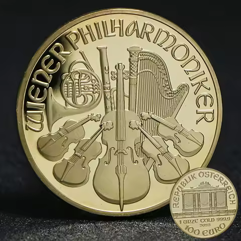 100 Euro Vienna Philharmonic Orchestra replica Coins Gold Plated Basso-relievo Collection Christmas 