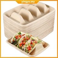 50Pcs Taco Plates Reusable 3 Compartments Taco Serving Plates Stackable Taco Tray Holder No Mess Tac