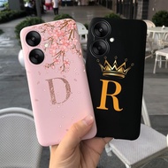 Casing Xiaomi Redmi 13C 5G Case Aesthetic Fashion Letter Flower Black TPU Soft Silicone Bumper Cover