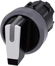 Siemens 3SU10322BP600AA0 Selector Switch, I-O-II, Black, Plastic with Metal Front Ring, IP66, IP67,